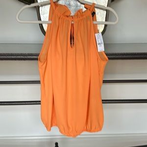 NY&C New York & Company orange sleeveless back tie top NWT size Small